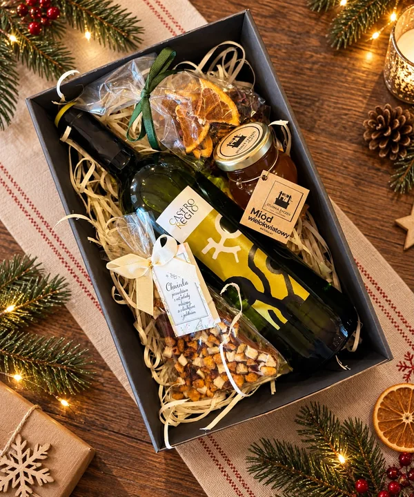 Wino i miodowa słodycz — zestaw prezentowy Studni Życzeń